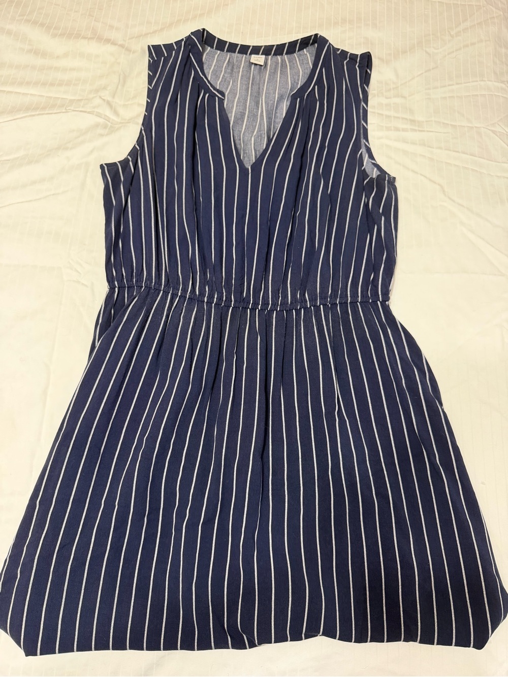 Old Navy Navy and White Sleeveless V-Neck Mini Dress